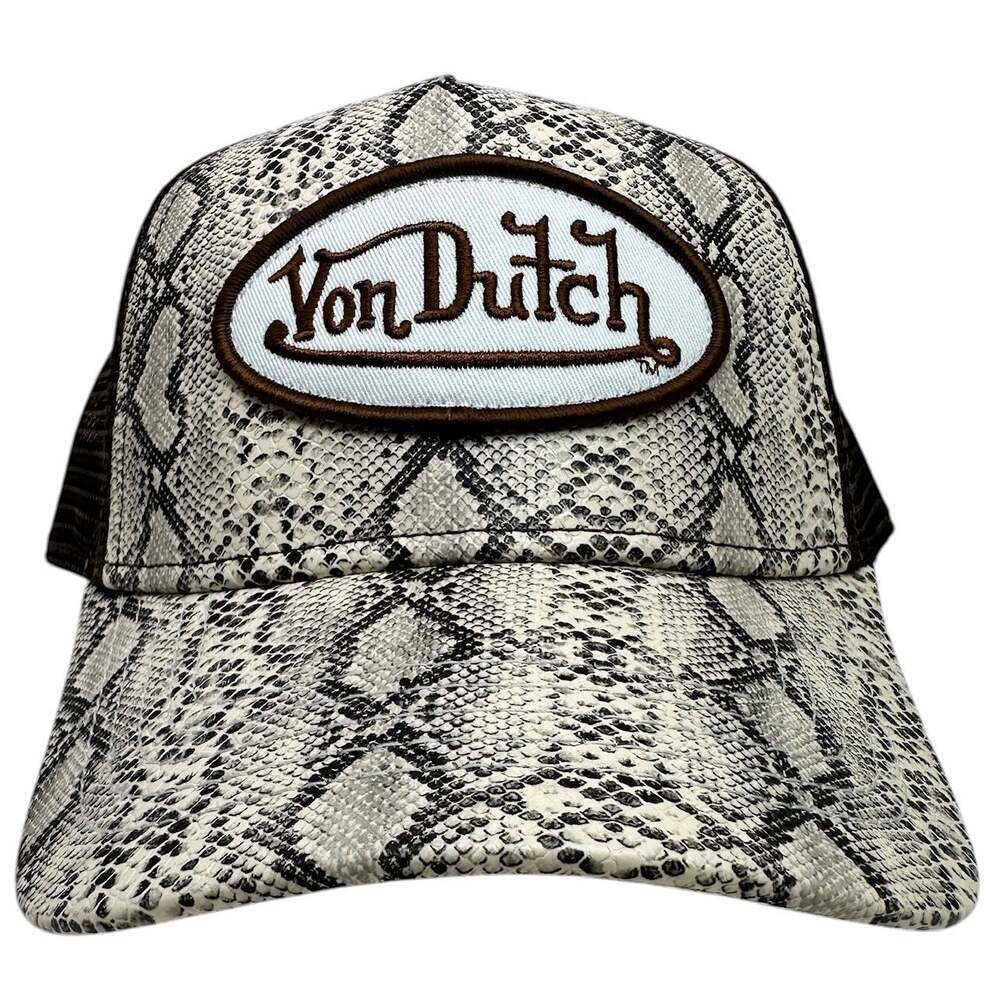 Von Dutch Trucker Hat Vanimal Snakeskin Brown Snapback Cap